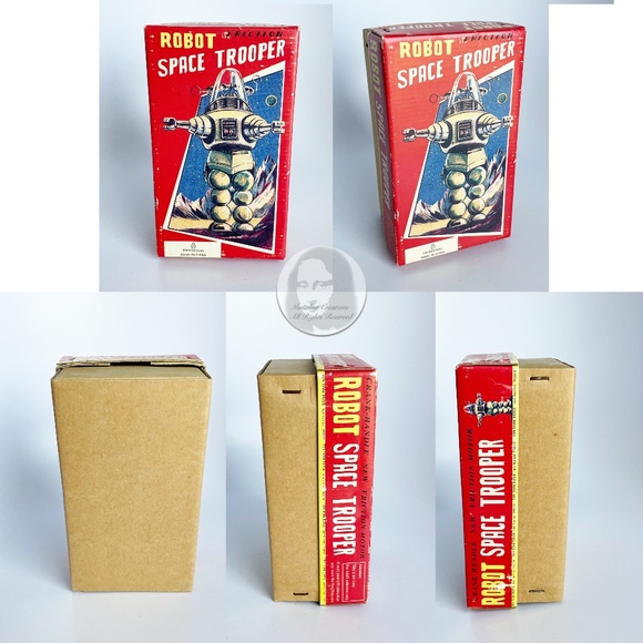 Tin Tom Toys Robot Space Trooper Wind Up Red Sci Fi in Box Remake HTF - Picture 12 of 12